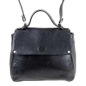 Treasure & Bond BLACK GENUINE LEATHER SHOULDER BAG X-BODY SATCHEL HANDBAG PURSE